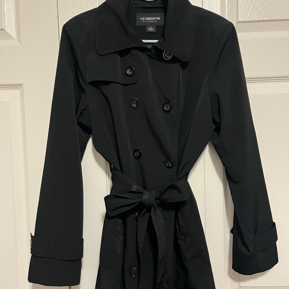 Liz Claiborne Elegant Black Trench Coat